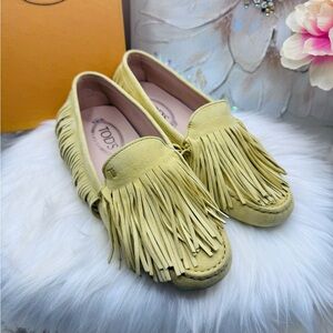 Tod's Mustard Fringe Moccasins for Women size 37.5